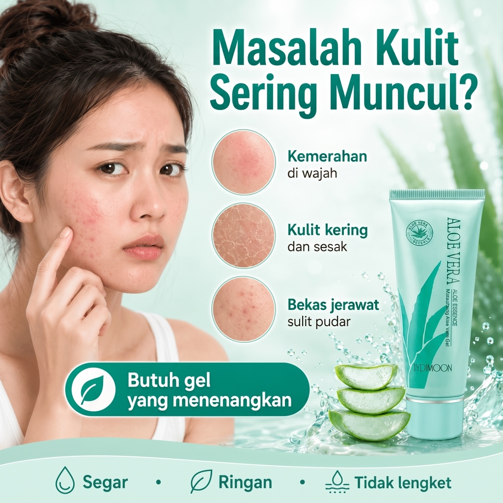 Aloe Vera Gel Krim Lidah Buaya ORI Pelembap Wajah dan Badan Perawatan Kulit Kering Bekas Jerawat Soo