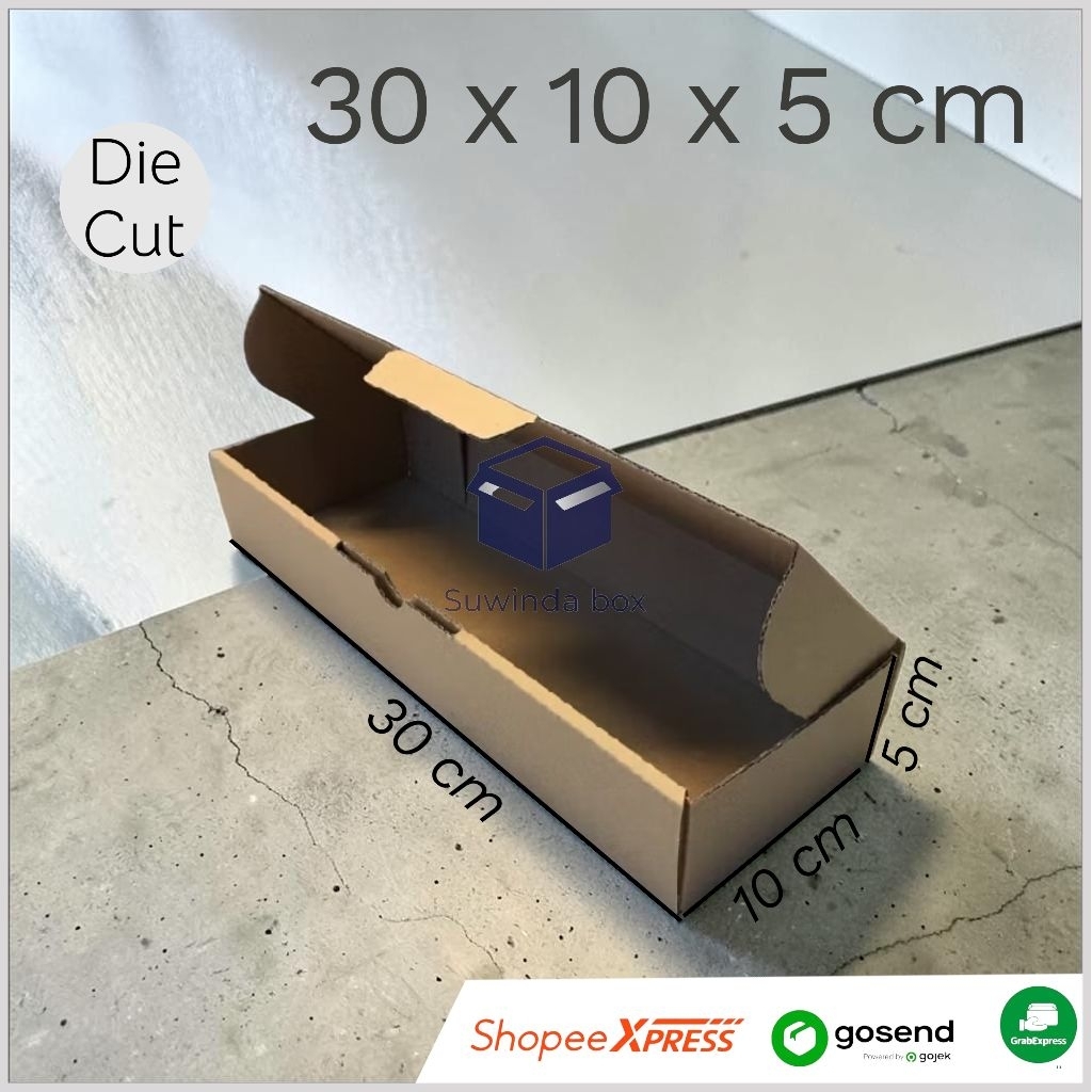 kardus ukuran 30x10x5 cm karton box die cut polos