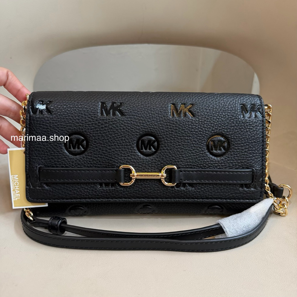 tas mk wallet on chain logo black crossbody bag