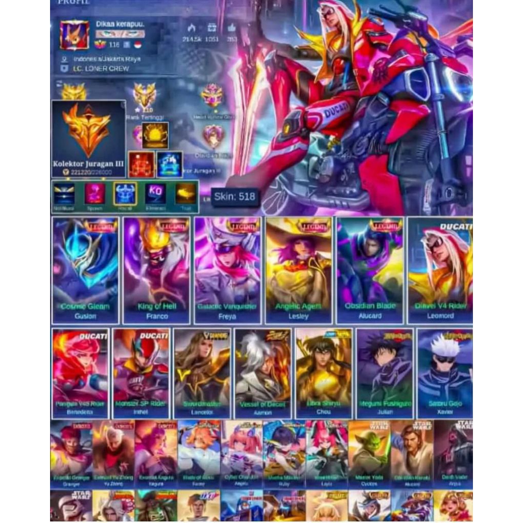 jual akun ml murah sultan