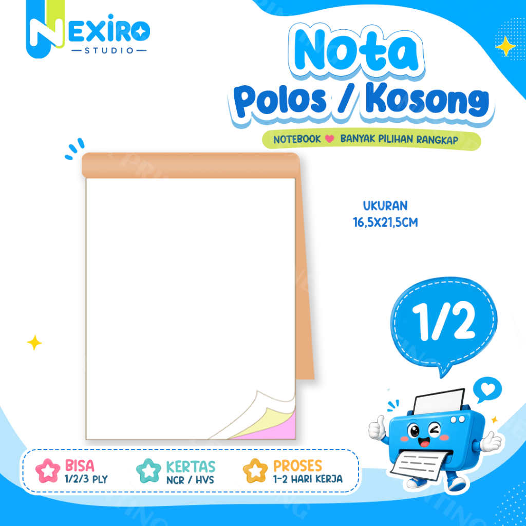 Nota 1/2 Folio Memo Polos Kosong Kwitansi  bisa Satuan ukuran Bon Faktur Untuk toko online offline m