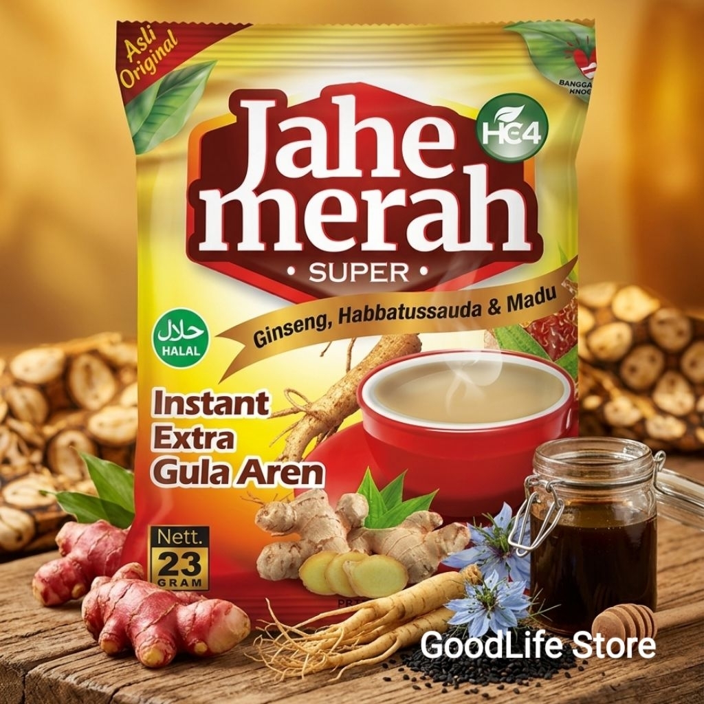 Bubuk Instan Jahe Merah Super Habbatussauda Ginseng dan Madu