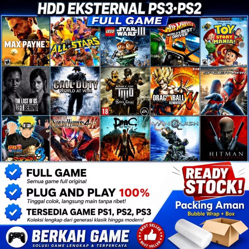 hardisk exsternal 500 GB  full game PS3 dan game PS1