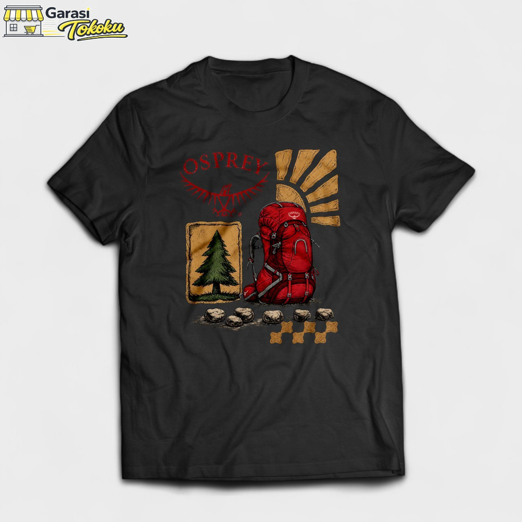 garasi tokoku Kaos Osprey Logo carrier Outdoor Adventure - Cotton 24s Tshirt Gunung Pria Wanita 1