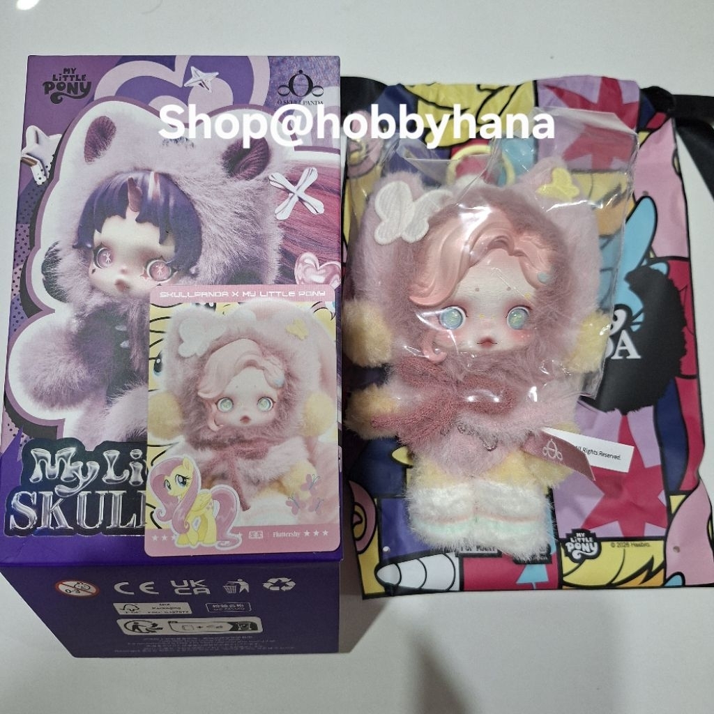 POP MART SKULLPANDA X MY LITTLE PONY FLUTTERSHY Plush Doll Pendant Blind Box Birthday Gift