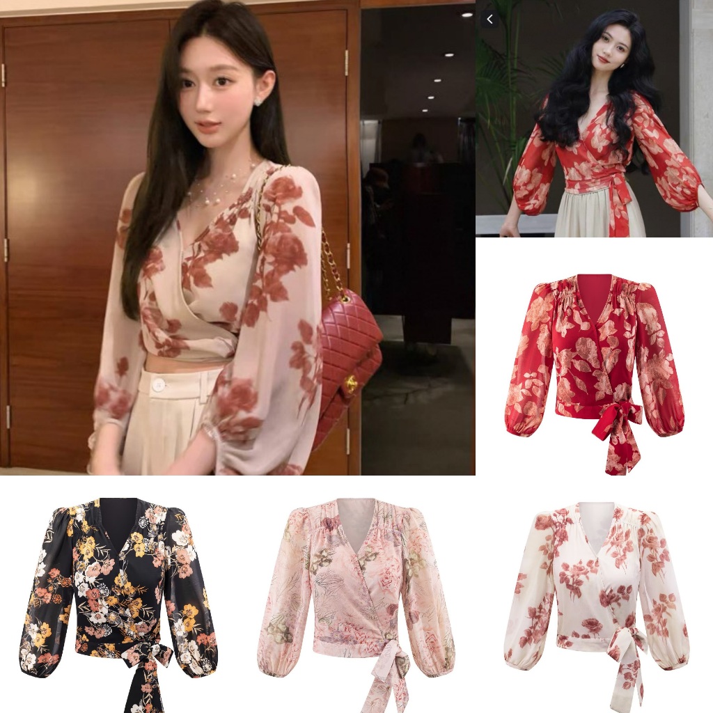 80323 - Floral Strappy Chiffon Blouse (TEN)