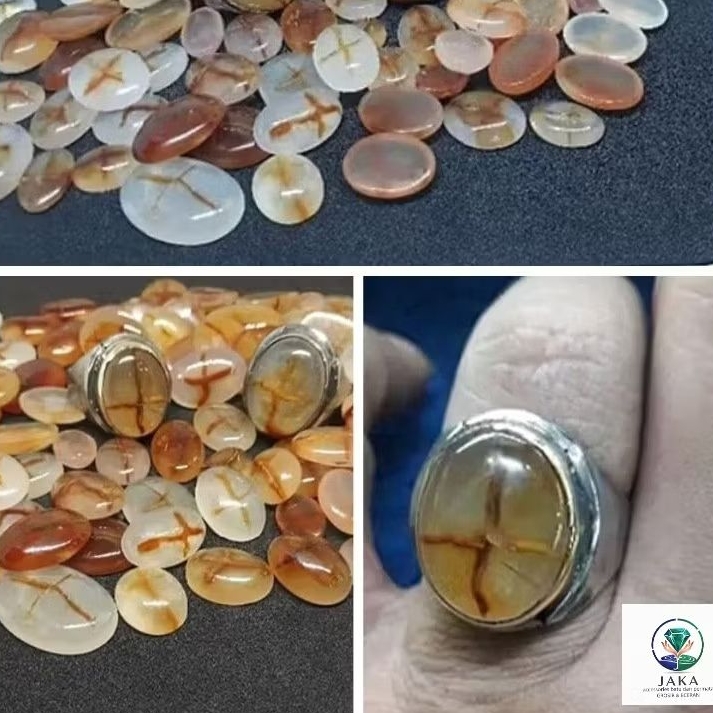 CINCIN BATU TAPAK JALAK CRYSTAL NATURAL ALAM D 18