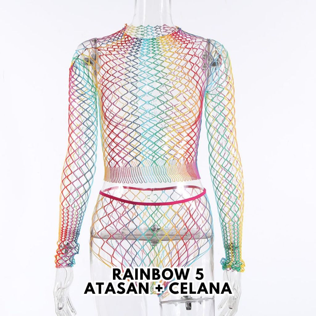 Bodystocking Rainbow Pelangi Banyak Model Lingerie