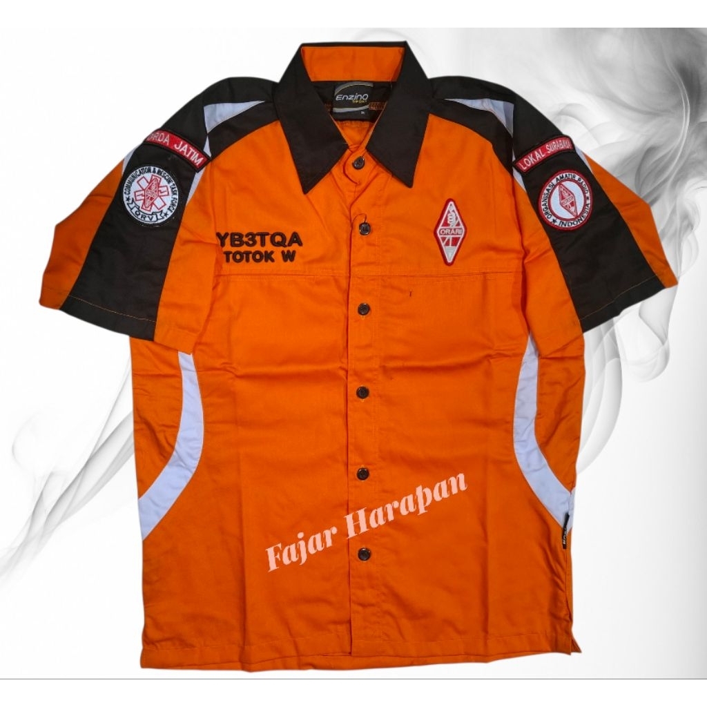 Baju orari kombinasi bordir timbul. kemeja orari bordir timbul