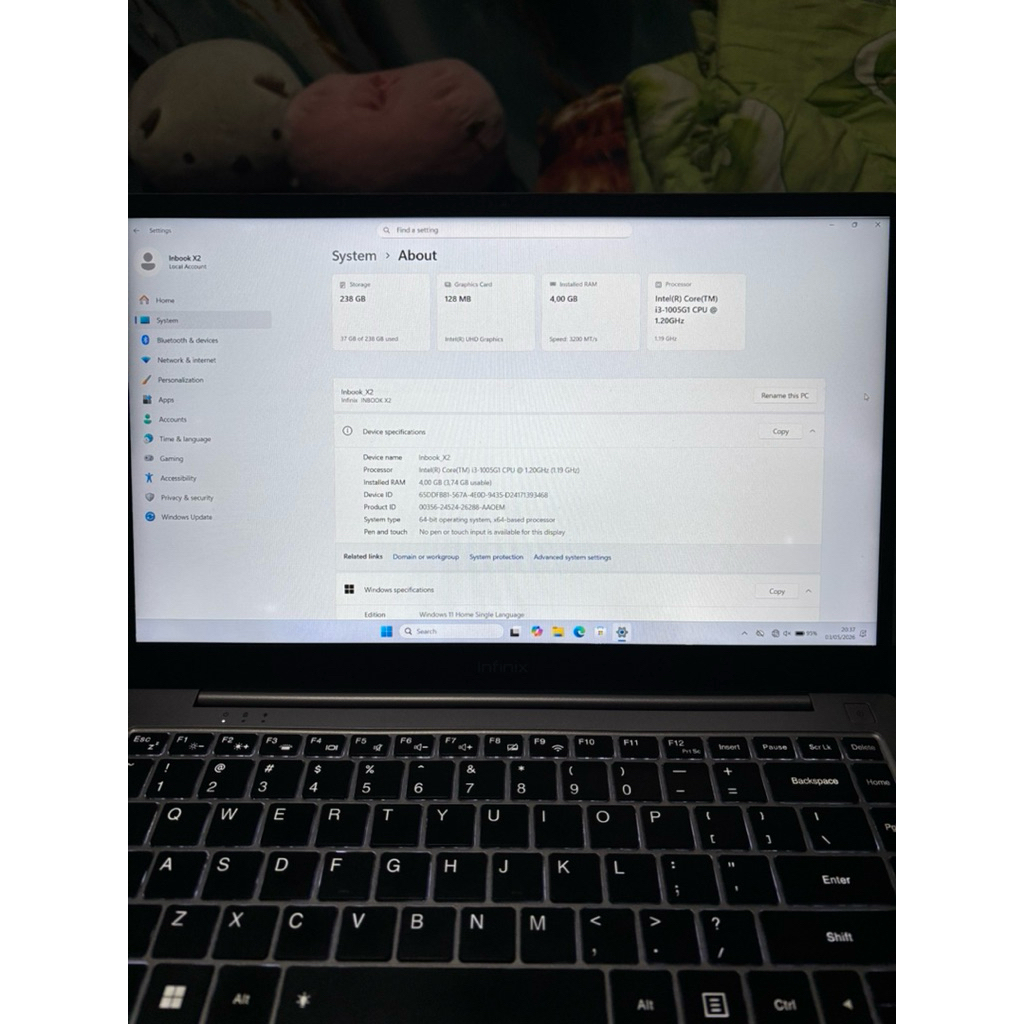 infinix inbook x2 4/256GB second