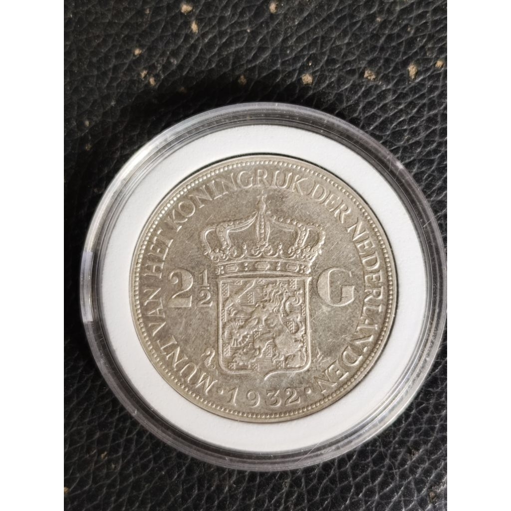 koin perak kuno 2,5 gulden 1932 kondisi luster VF