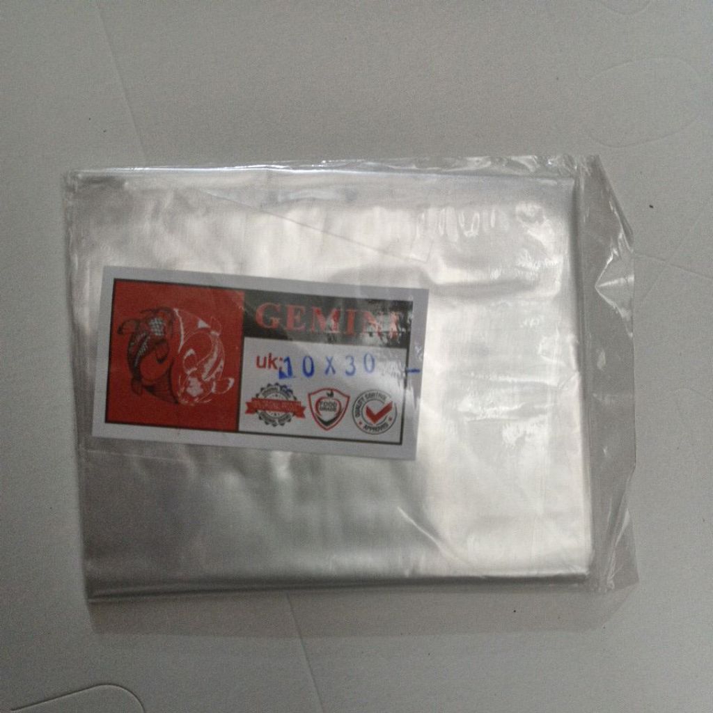 plastik PP tahu bening ukuran 10x30