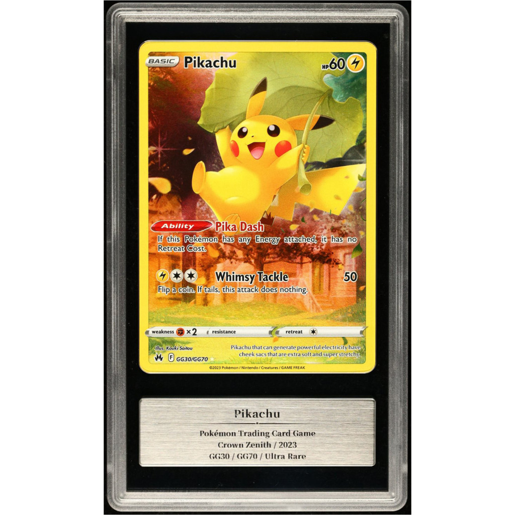 Kartu TCG Pokemon 2023 Crown Zenith ENG Pikachu F GG30/GG70 Ultra Rare Graded GEMIX 10