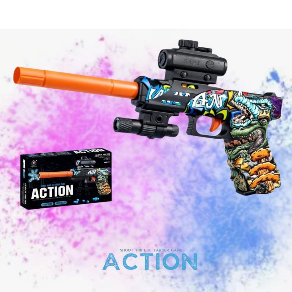 Mainan Ana Glock Gel Ball Blaster Victory Gun Action Laser Militer 14+