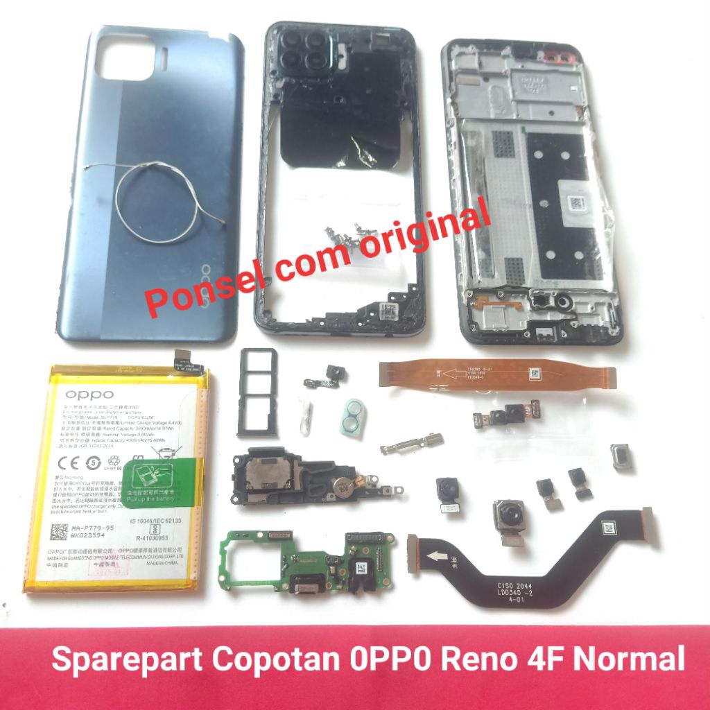 Sparepart Copotan Oppo Reno 4F Second Original  Fingerprint  kamera depan  kabel siyal  kamera belak