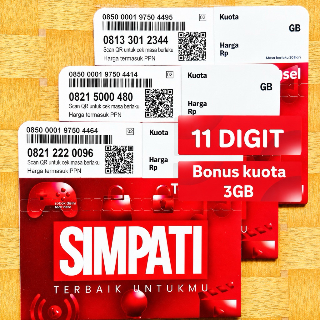 Kartu Perdana Nomor Cantik Telkomsel SIMPATI 11 Digit Triple
