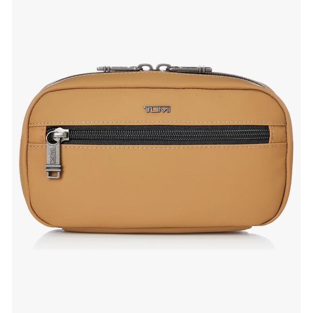 [TERMURAH BISA NEGO] TUMI ALPHA BRAVO LEATHER GOLDEN BROWN UNISEX POUCH HANDBAG ZIP AROUND CASE ORIG