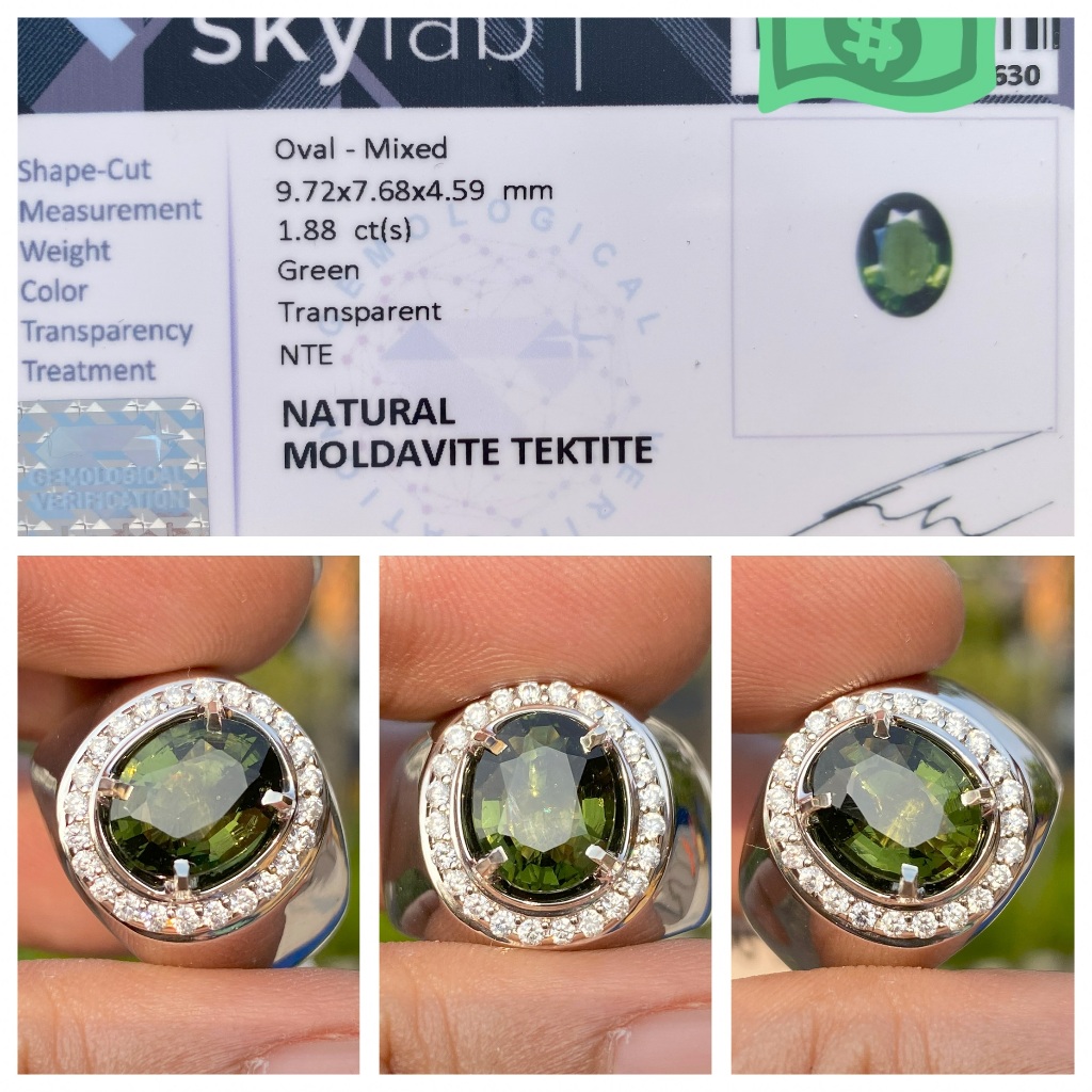 Natural 1.88ct moldavite tektite batu meteor czech asli