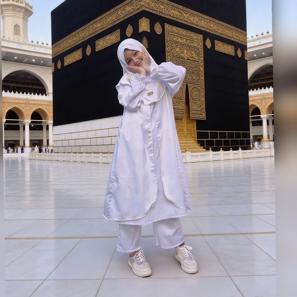 SETELAN ANAK PUTIH MANASIK HAJI / SETELAN TUNIK CELANA PUTIH / SETELAN TUNIK ANAK MANASIK