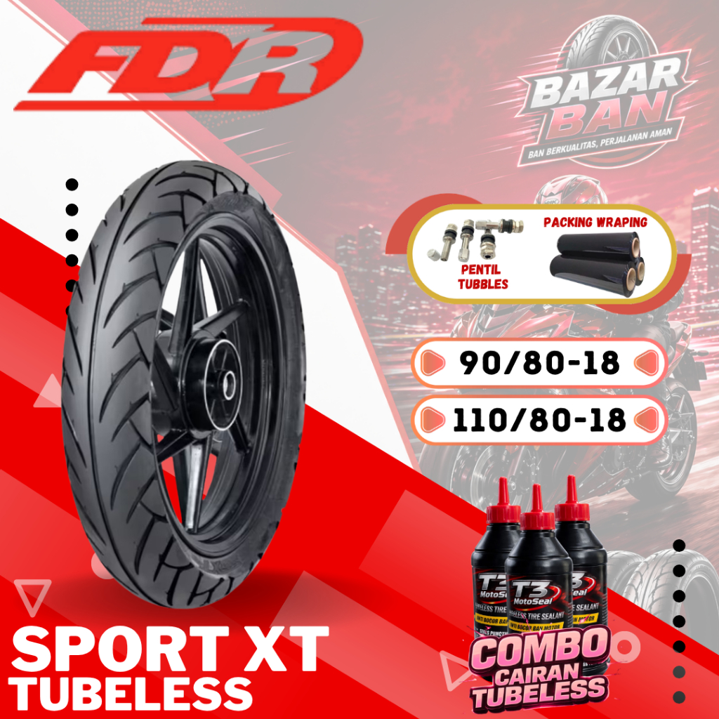 (PRODUKSI TERBARU) BAN FDR SPORT XT TUBELESS RING 18 ( 90/80-18 / 110/80-18 ) / BAN FDR SPORT XT TUB