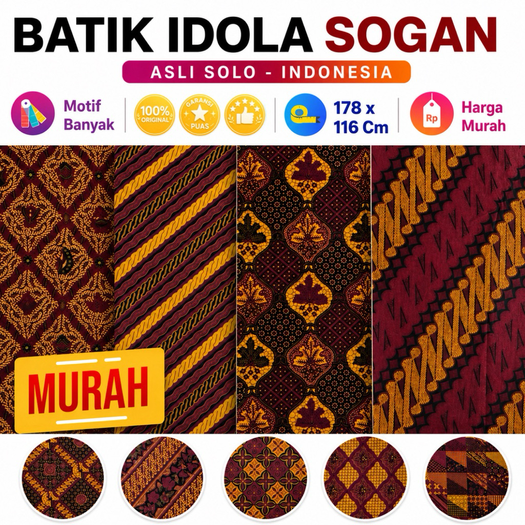 Kain Batik Idola Sogan Jarik Samping Sarung Wanita Pria Dewasa Motif Murah Panjang Solo Pekalongan