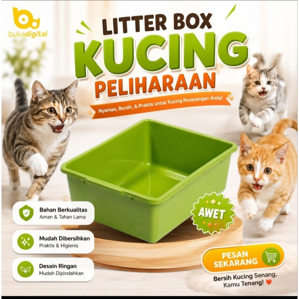 Litter Box Kucing Peliharaan | Kebutuhan Kucing | Barang Plastik Palembang | Pecinta Kucing |