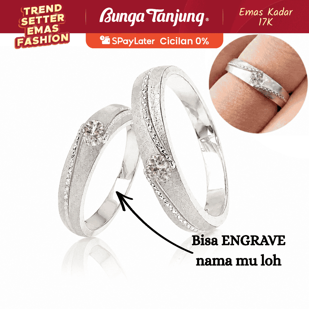 CINCIN NIKAH LIONA WEDDING RING - EMAS 17K - BUNGA TANJUNG GOLD