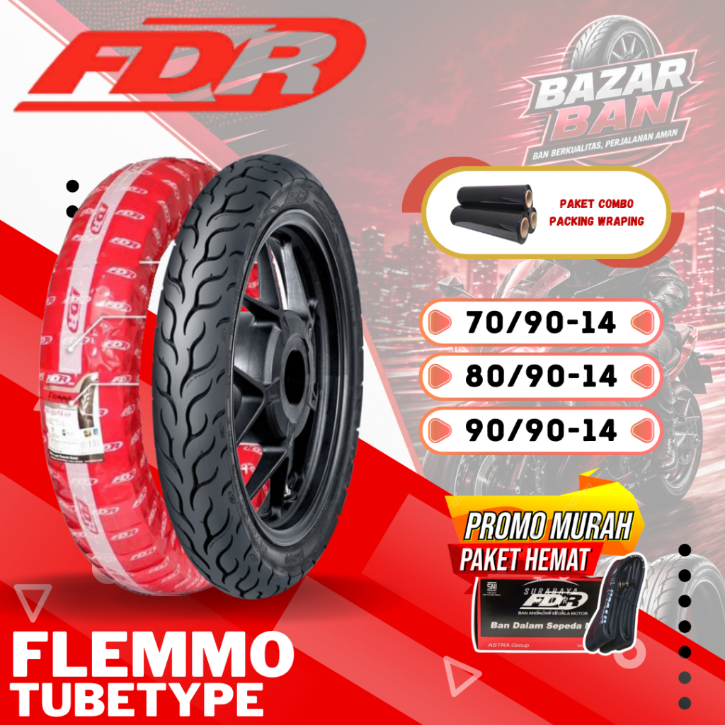 (PRODUKSI TERBARU) BAN FDR NON TUBLES FLEMMO RING 14 / BAN FDR TUBETYPE  ( 70/90-14 - 80/90-14 - 90/
