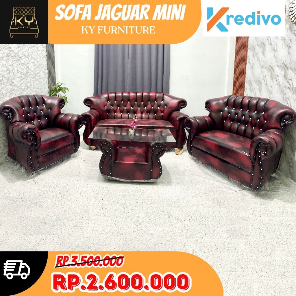 Sofa Jaguar Mini 3:2:1 Maroon | Coklat dan Hitam
