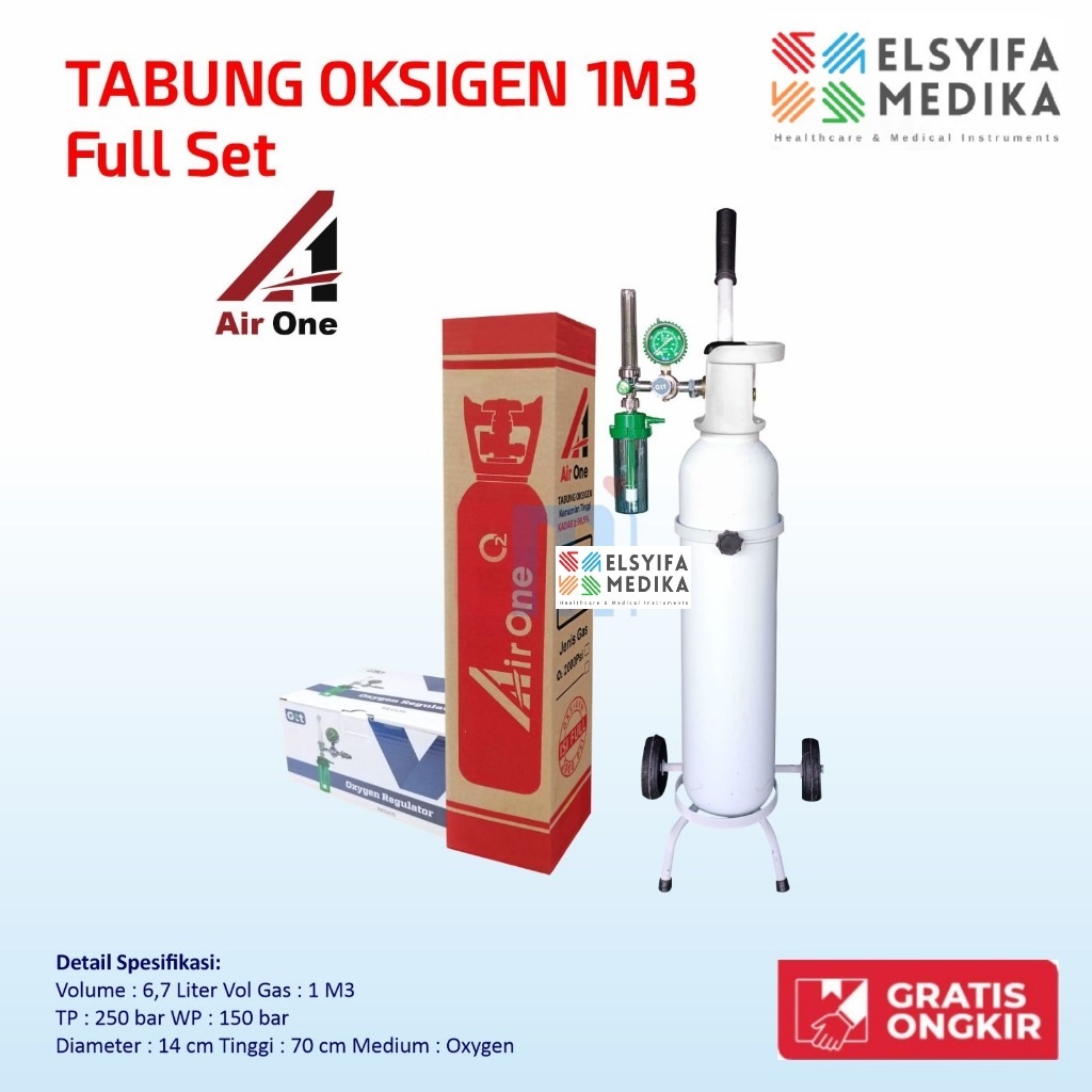 3in1 Tabung Oksigen Set 1m3 - Tabung Oksigen Lengkap 1m3