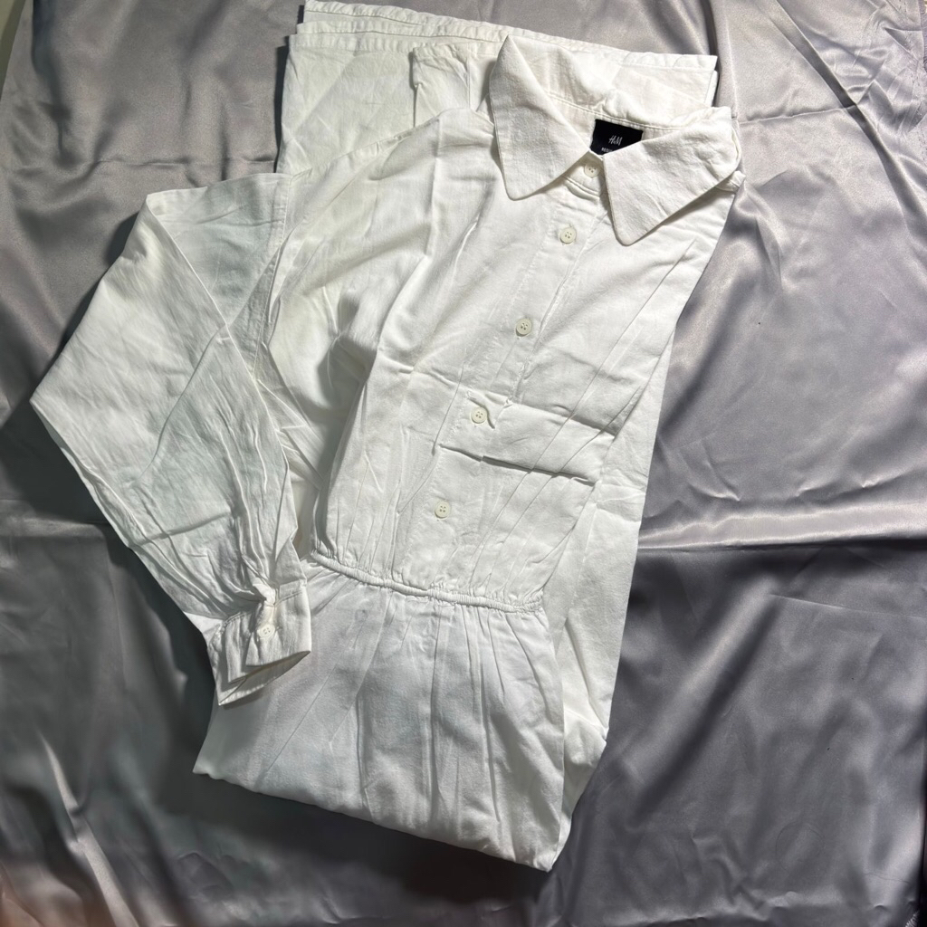 dress hm putih lengan panjang