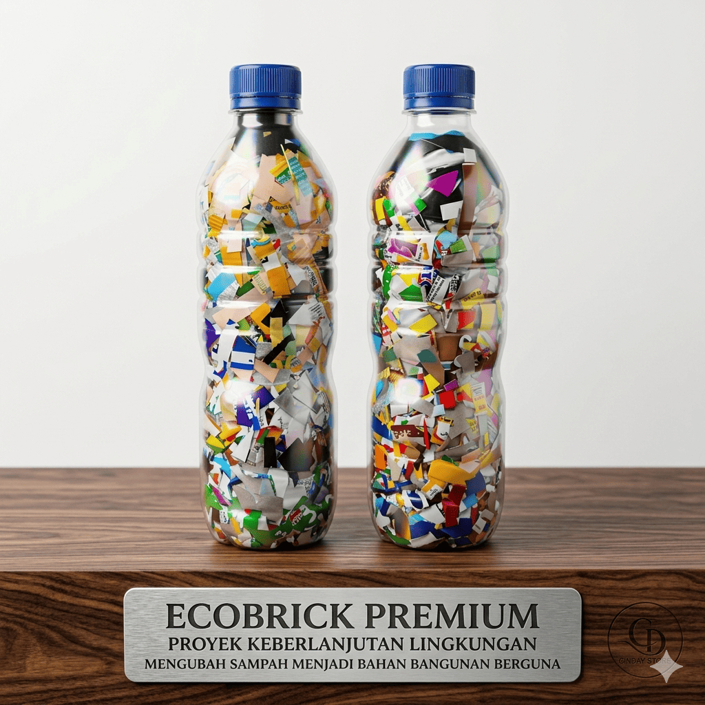 Ecobrick Botol Aqua 600ml Padat 200gr+
