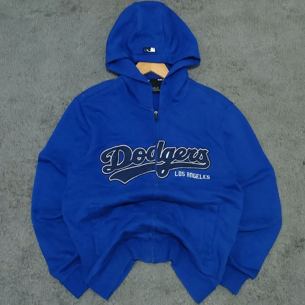 MLB Dodgers Los Angeles Script Bordir Zipper Hoodie L