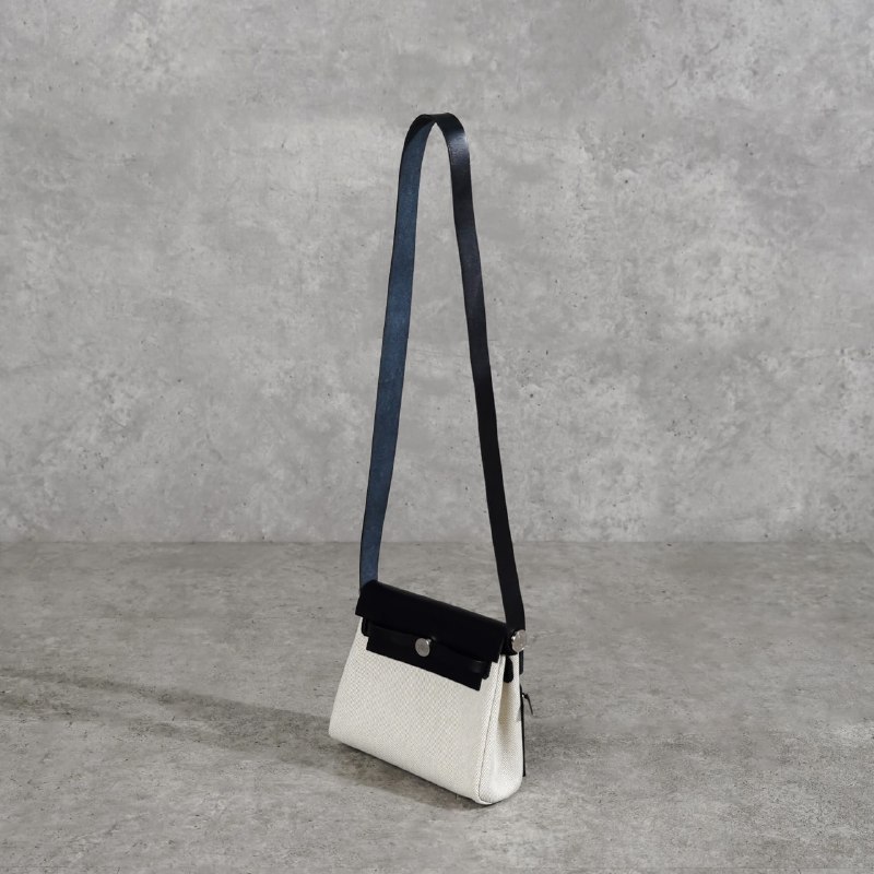 Tas H MINI HERBAG 20 ECRU ARDOISE BLACK PHW SHOULDER BAG 100% ORIGINAL