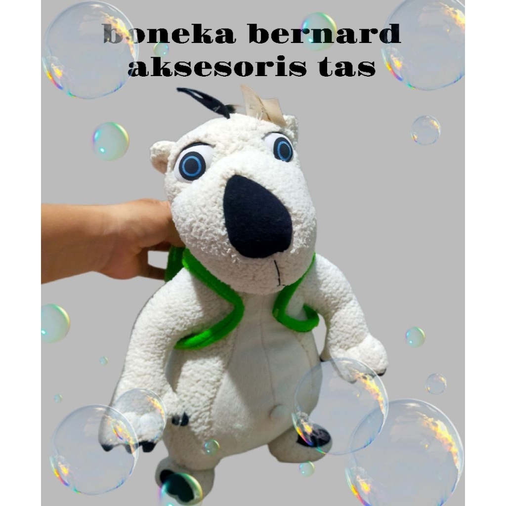 Boneka Bernard dengan aksesoris tas ransel 40 cm /boneka bernard cuci gudang/ boneka tidak sempurna