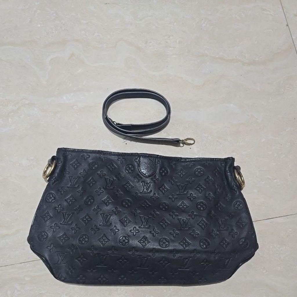 Tas.aku- pl Hobo LV black leather- kulit asli LV- ADA BONUS