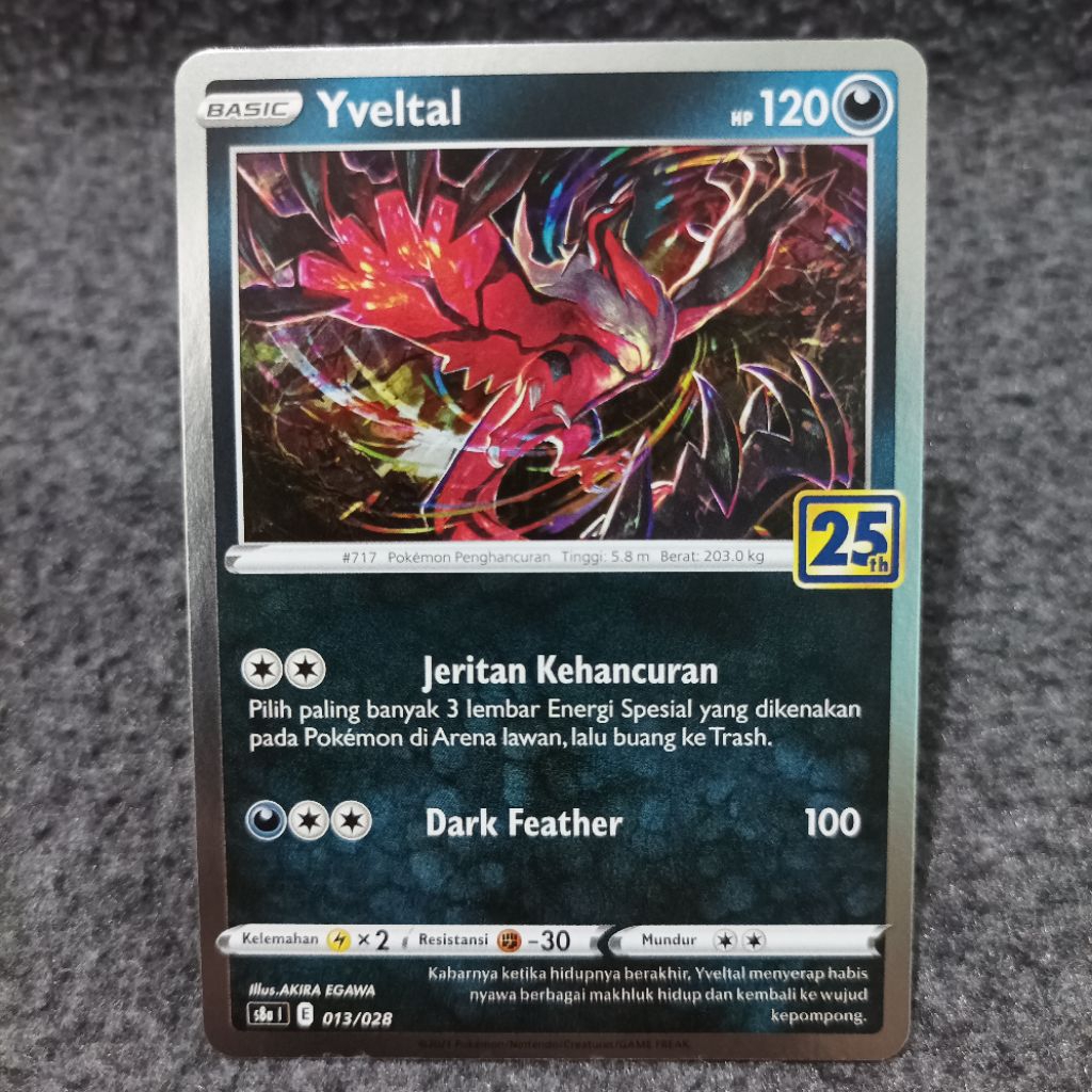 Pokemon indonesia TCG yveltal 013/028 s8a 25th
