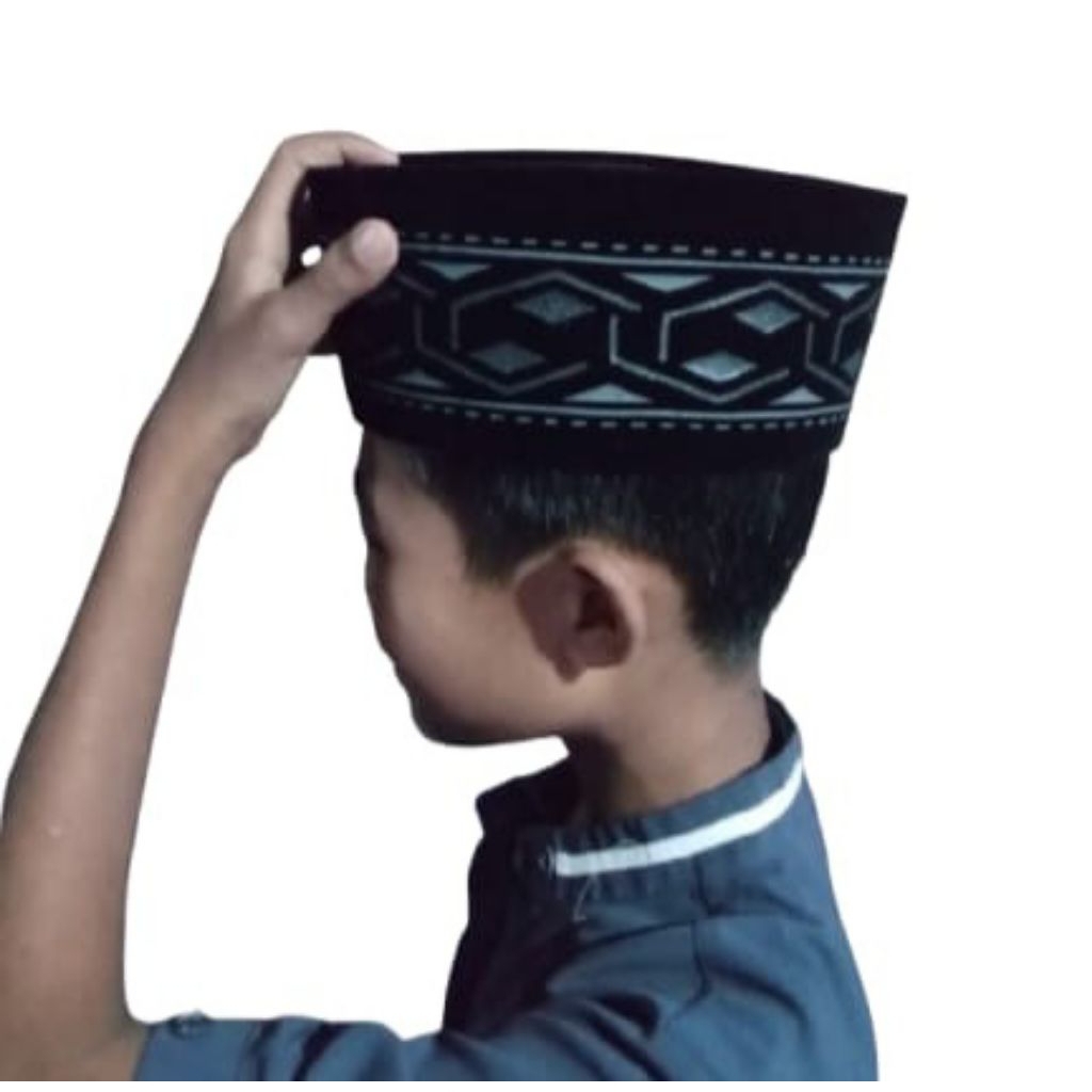 Peci Songkok Nasional motif 3D Hitam Anak Dan Dewasa
