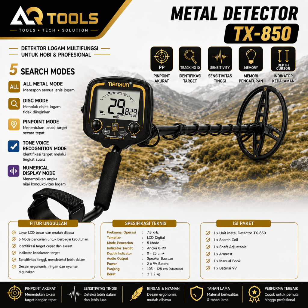 ORIGINAL TIANXUN METAL DETECTOR TX850 UNDERGROUND ALAT PENCARI EMAS TX-850 LOGAM TIANXUN Scanner Log