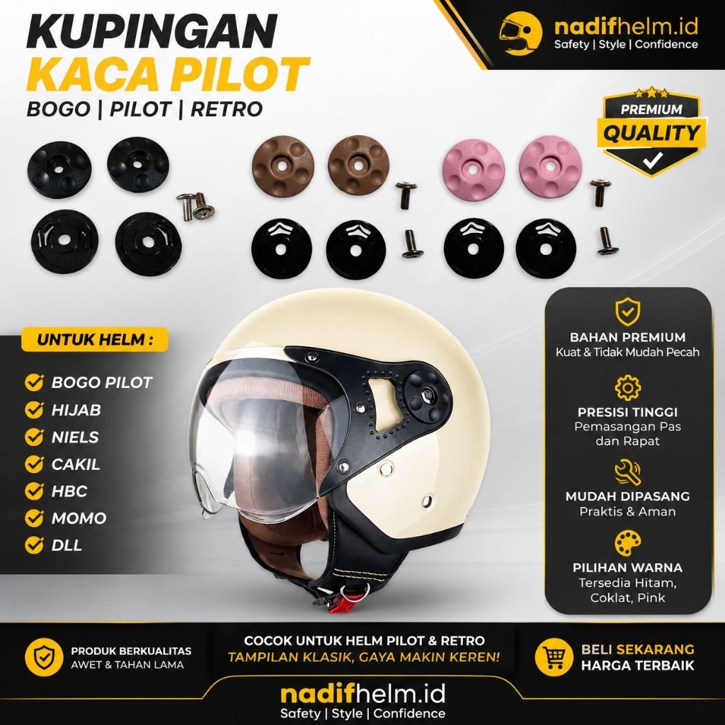 Kupingan Kaca Hel Pilot Berserta Bautnya Kaca Helm Pilot Helm atau Kaca Helm Honda Scoopy Murah