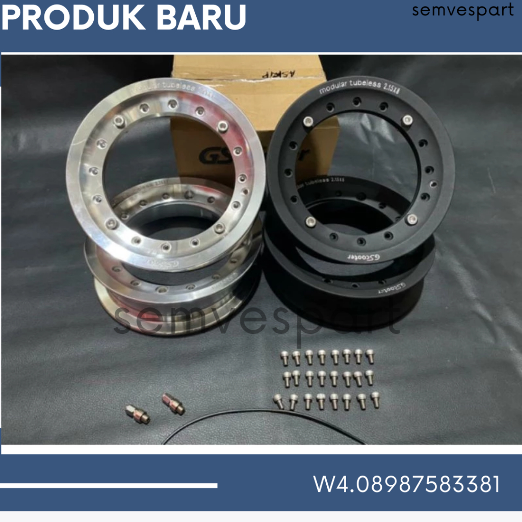 Velk velg velek tubles Gs scooter ring 8 inch modular vespa clasik super hitam dan polesh bagus leng
