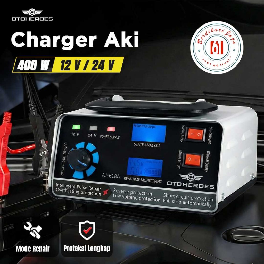 OTOHEROES Charger Aki Mobil Motor Intelligent Battery Charger 12V/24V