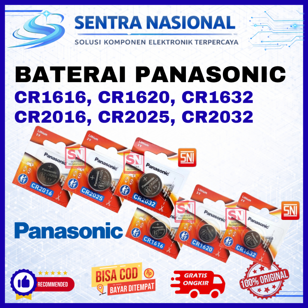 BATERAI CR1616 CR1620 CR1632 CR2016 CR2025 CR2032 PANASONIC ORIGINAL | BATERAI REMOTE PANASONIC ASLI