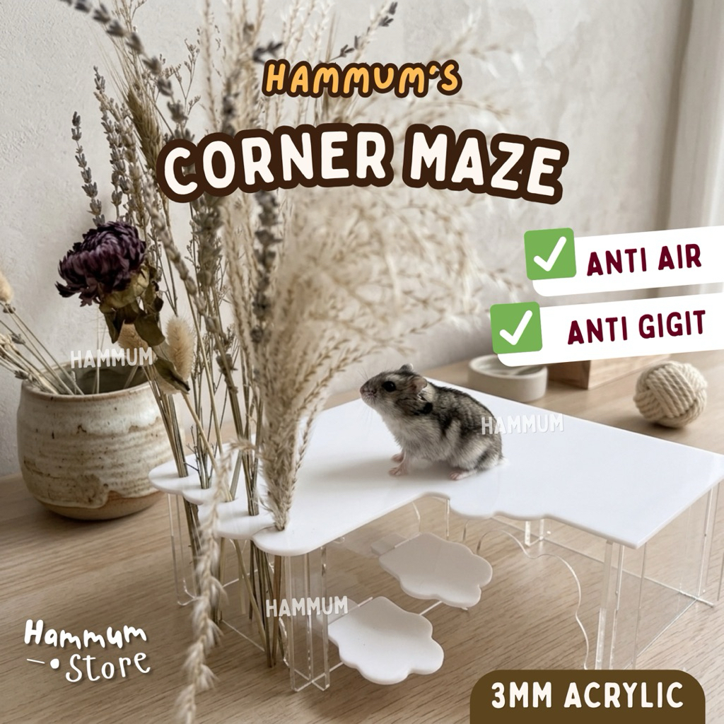 Maze Hamster Akrilik | Corner Maze | Labirin Hamster | Hideout Hamster | Rumah Hamster