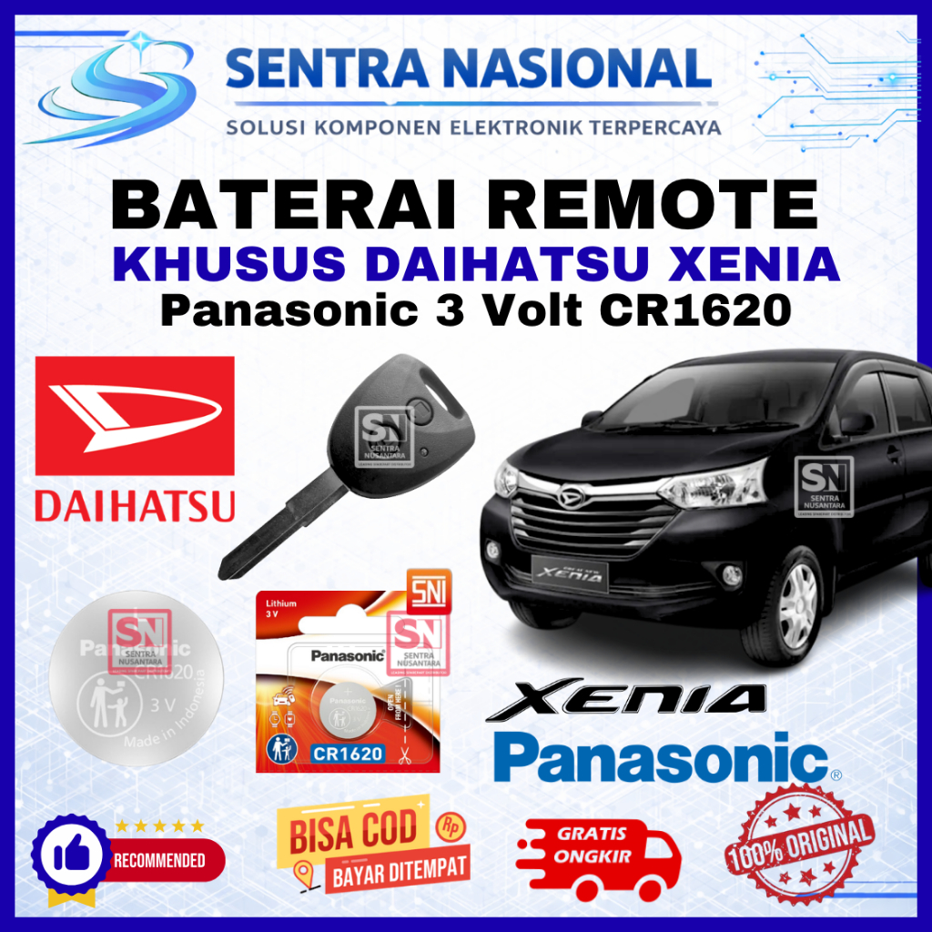 BATERAI REMOTE DAIHATSU XENIA ORIGINAL PANASONIC CR1620 | BATTERY REMOTE XENIA DAIHATSU KUALITAS BAG