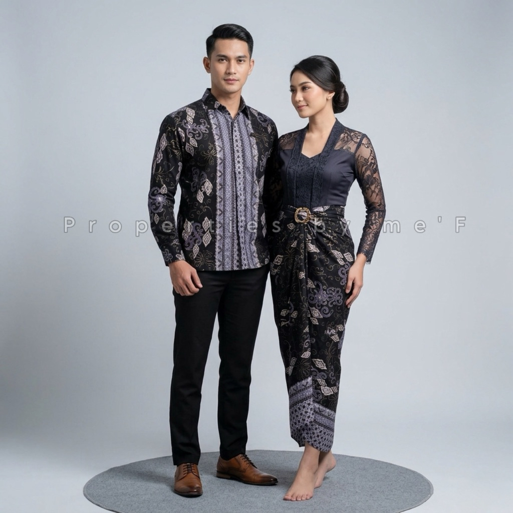 KQ> SETELAN BAJU BATIK COUPLE MEGA MENDUNG SILVER / ROK DAN KEMEJA BATIK COUPLE / ROK LILIT BATIK / 