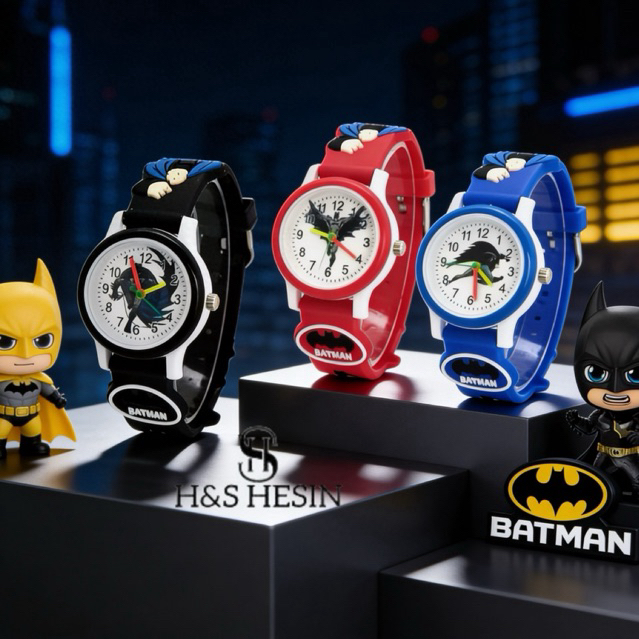 (Grosir)Jam Tangan Anak-Anak Timbul Batman Umur 2-7 Strap Rubber/Karet(Dikirim Jakarta)