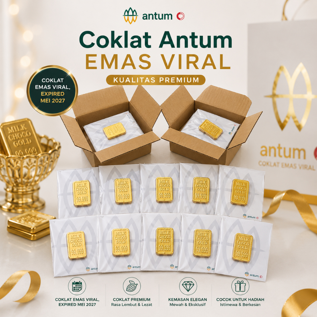 COKLAT EMAS ANTUM COKELAT EMAS MINI GIFT COKLAT EMAS LOGAM MULIA GOLD BATANGAN HADIAH MUNGIL LUCU UN