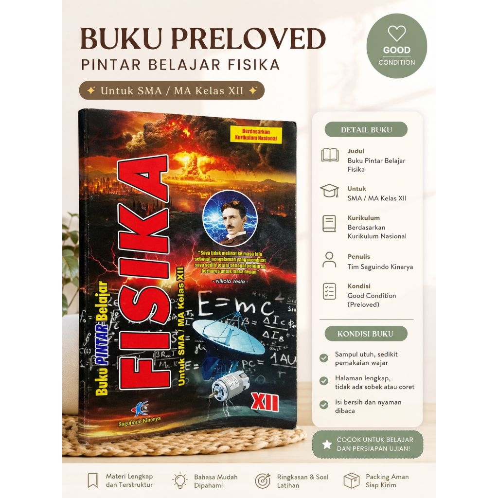 |PRELOVED| Buku Pintar Belajar Fisika Untuk SMA/MA Kelas 12 (XII) Dari Sagufindo Kinarya