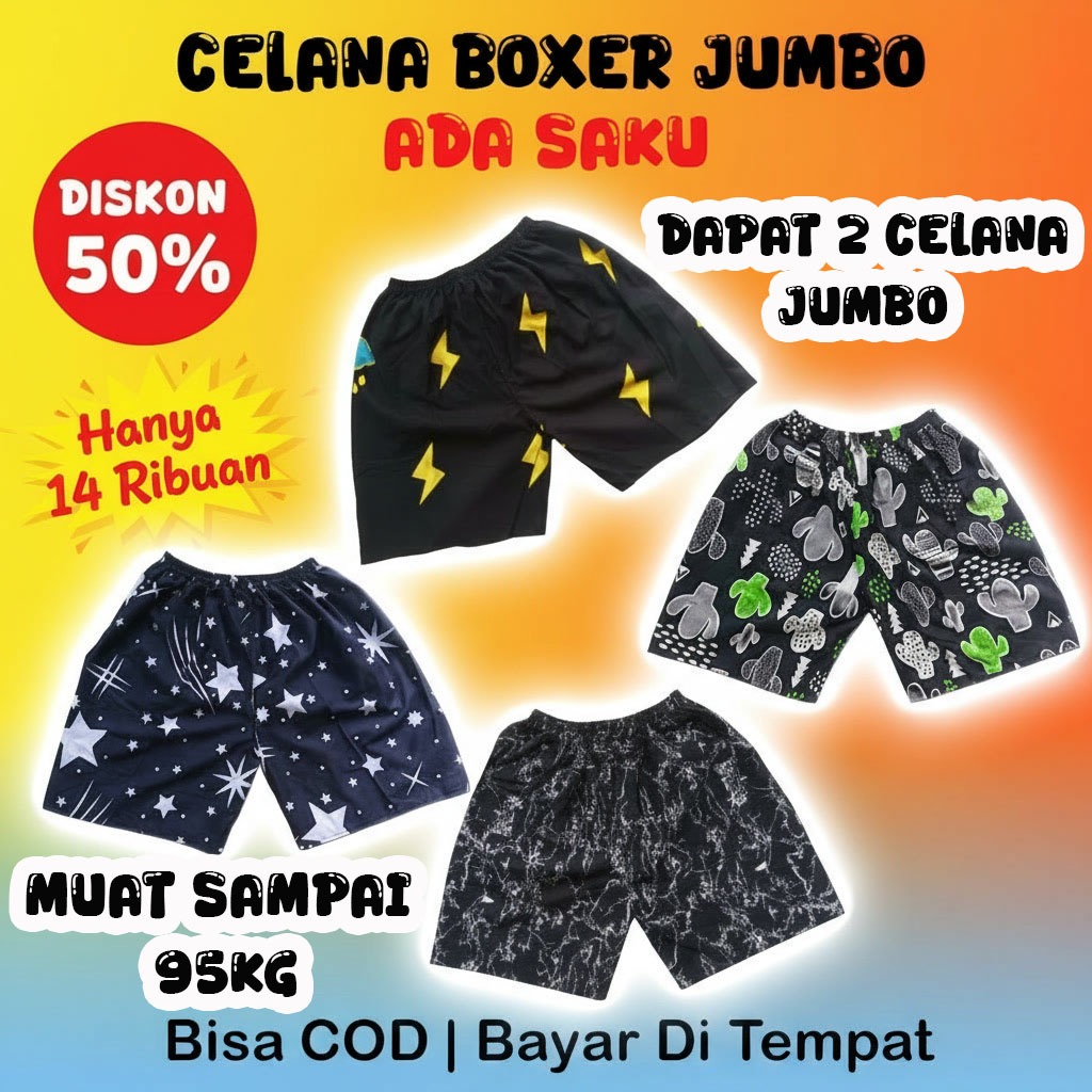 Celana Kolor Jumbo Pria Wanita Motif Katun Surfing Dewasa Panjang Boxer Santai Shorts Kotak Distro P
